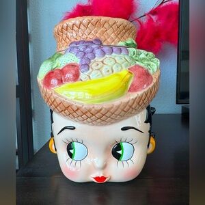 Betty Boop Fruit Hat Ceramic Cookie Jar with Box